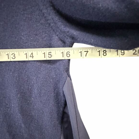 Meimeij Mixed Media Tunic Sweater M Navy Blue Wool Blend Layered Hem Top Luxury - Picture 7 of 16